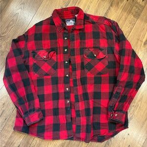 Heavy Duty Cotton Buffalo Check Plaid Button Down L/S Shirt- Men’s XXL